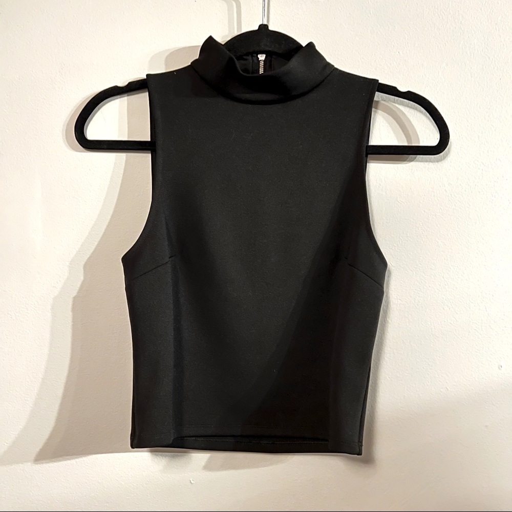 Express Scuba Knit Mock Neck Crop Tank